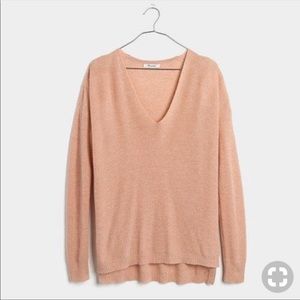Madewell pink v neck sweater size m